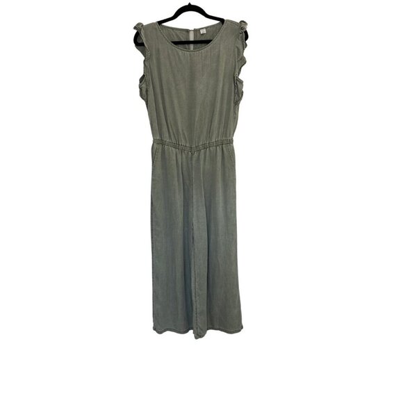 Old Navy Waist Defined Wide Leg Tencel Flutter Sleeve Jumpsuit Olive Green Sz. S - Picture 3 of 9